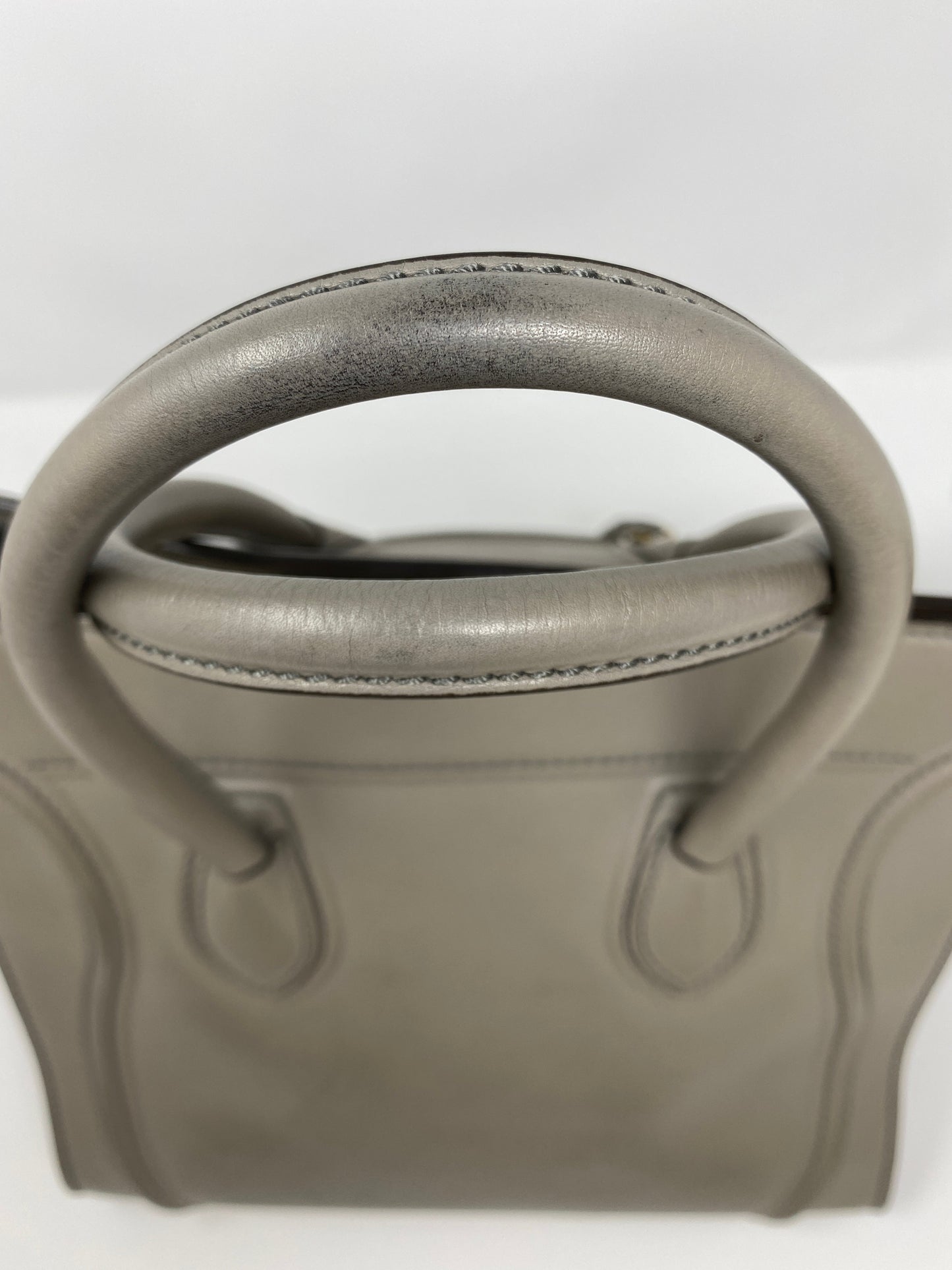 CÉLINE PHANTOM MEDIUM LUGGAGE LEATHER TOTE IN GREY