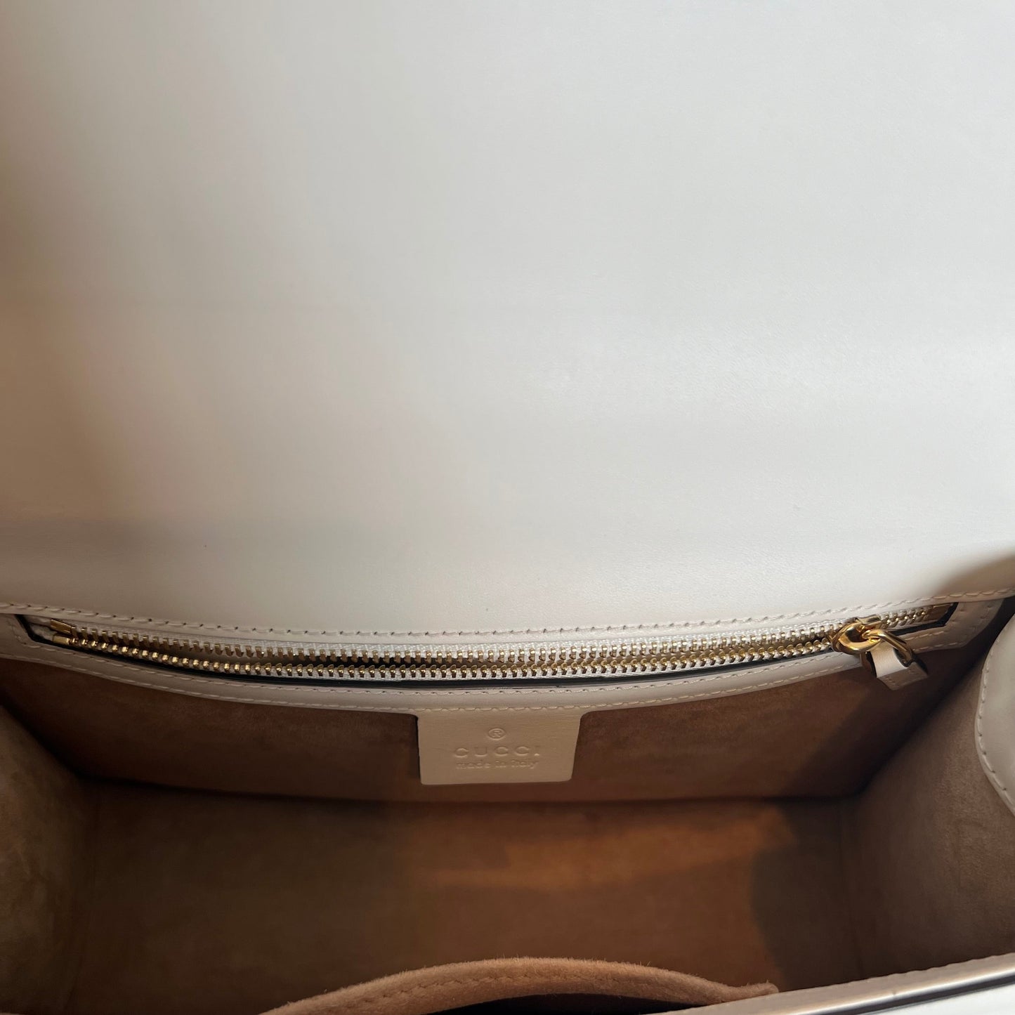 Gucci White Leather Sylvie Shoulder Bag