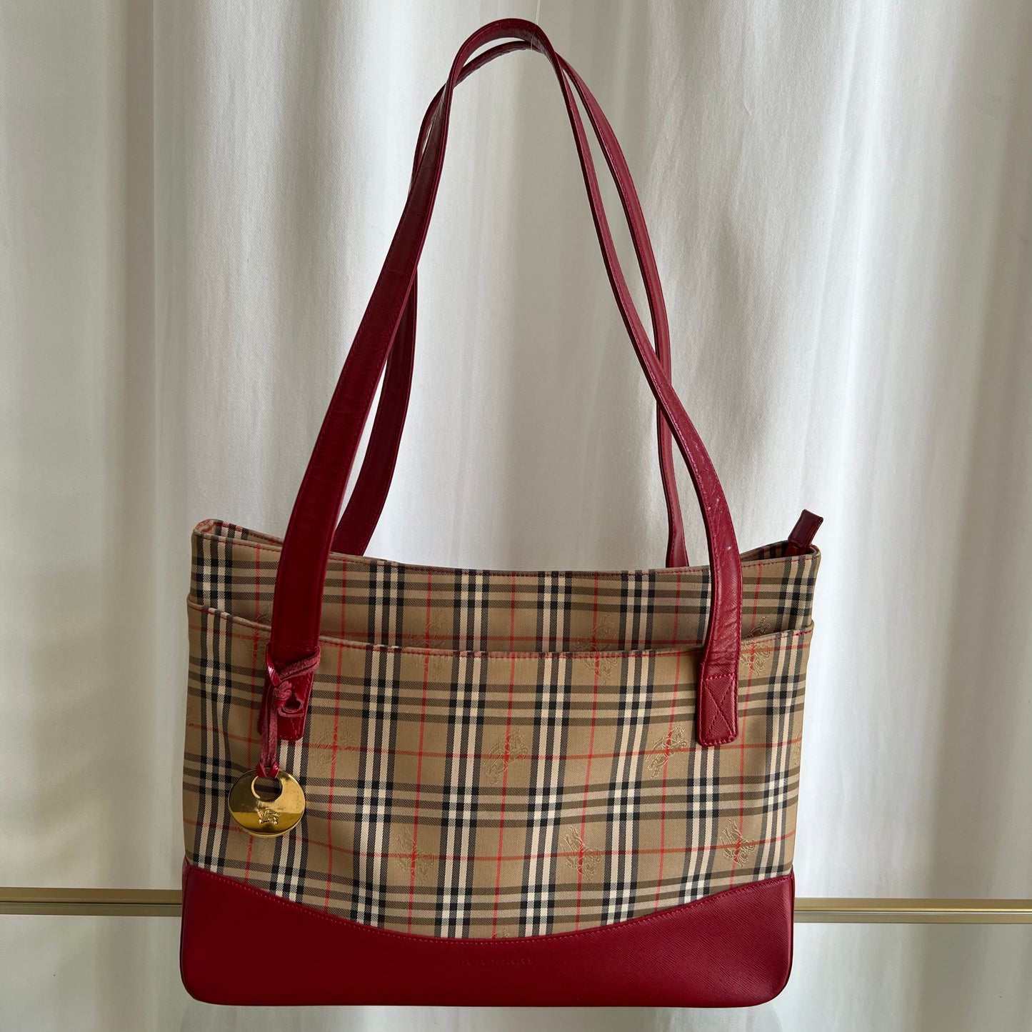 Burberry Nova Check Canvas Red Tote