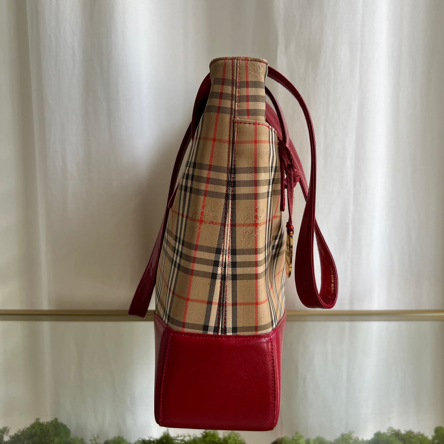 Burberry Nova Check Canvas Red Tote