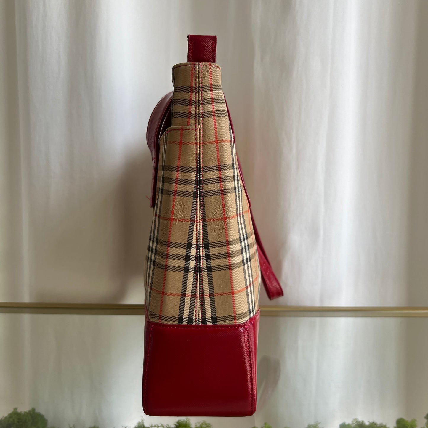 Burberry Nova Check Canvas Red Tote