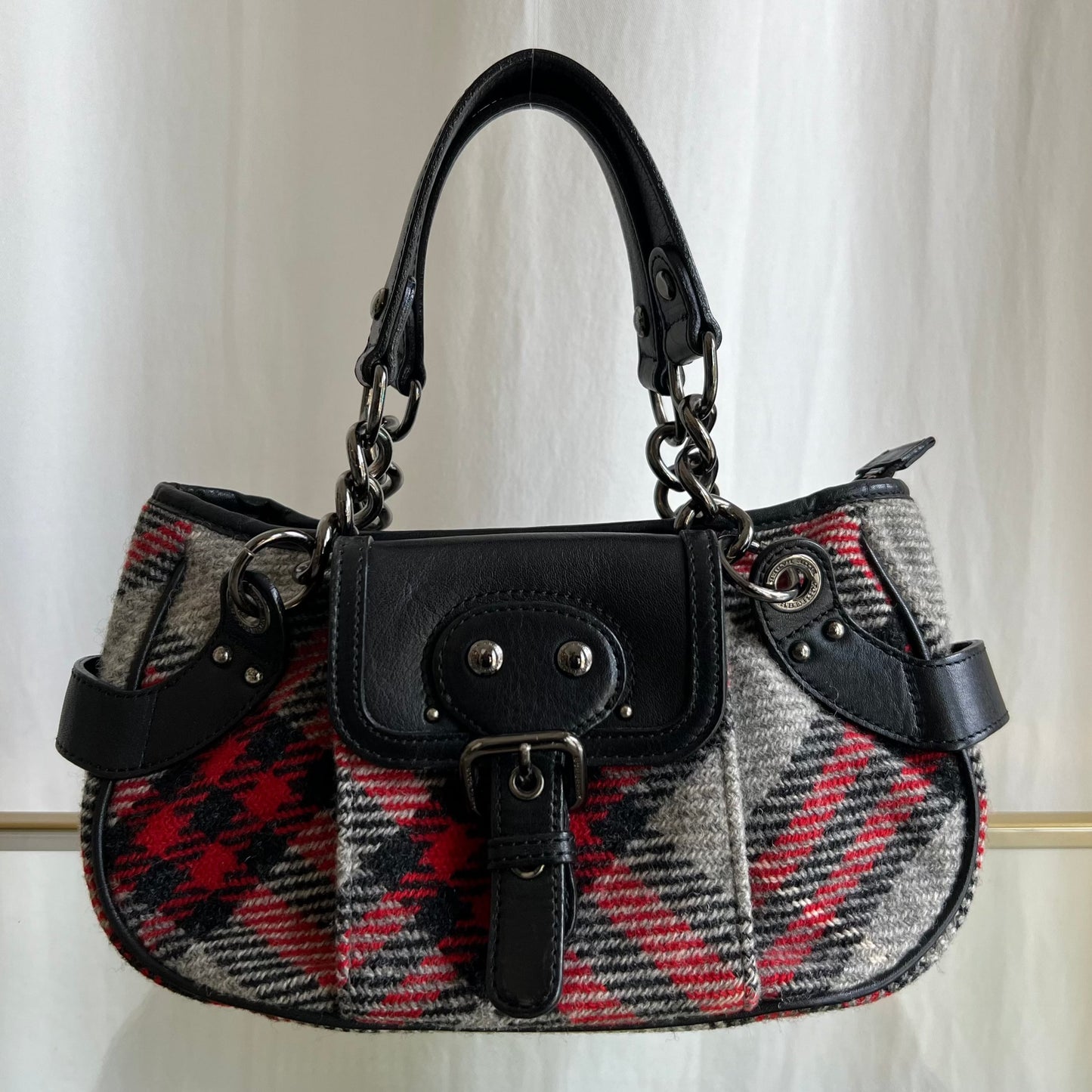 BURBERRY Nova Check Blue Label Multicolor Wool Handbag