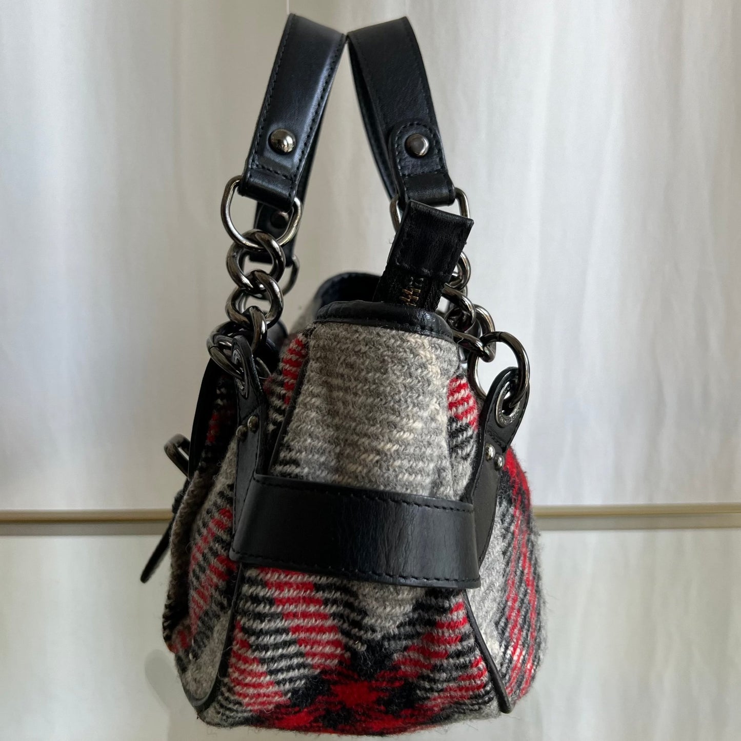 BURBERRY Nova Check Blue Label Multicolor Wool Handbag