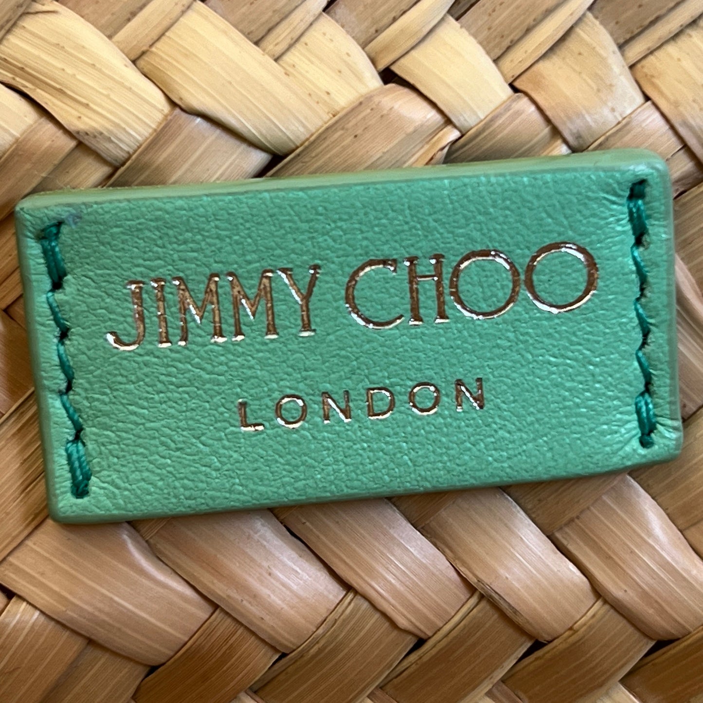 JIMMY CHOO Straw Green 2 Way Handbag