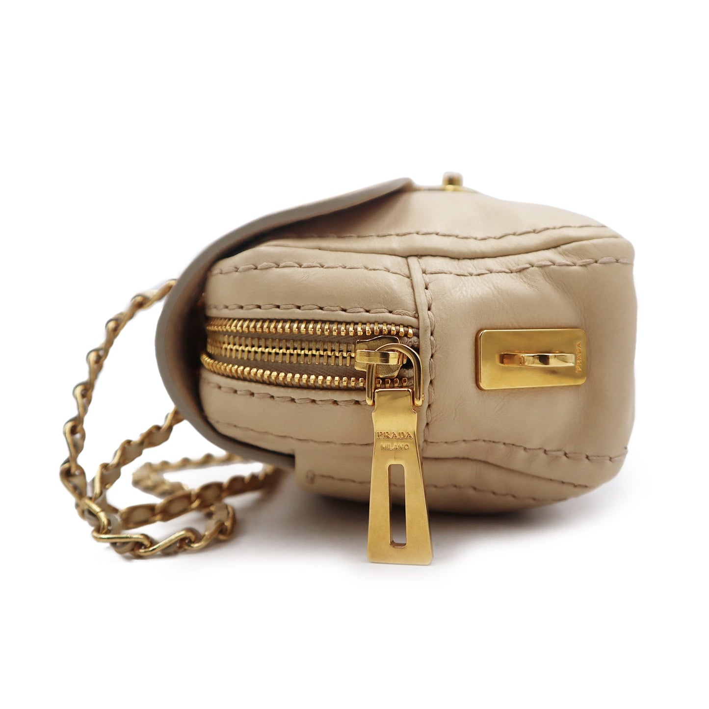 Prada Glace Calfskin Pushlock Chain Shoulder Bag