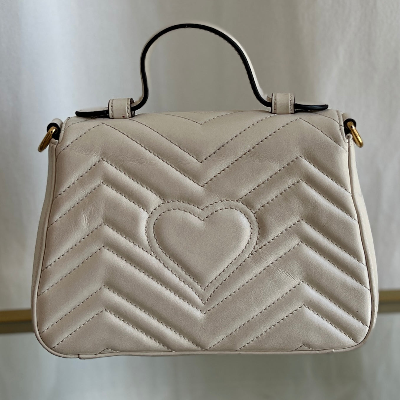 GUCCI White Leather GG Marmont 547260 2 Way Handbag & Crossbody