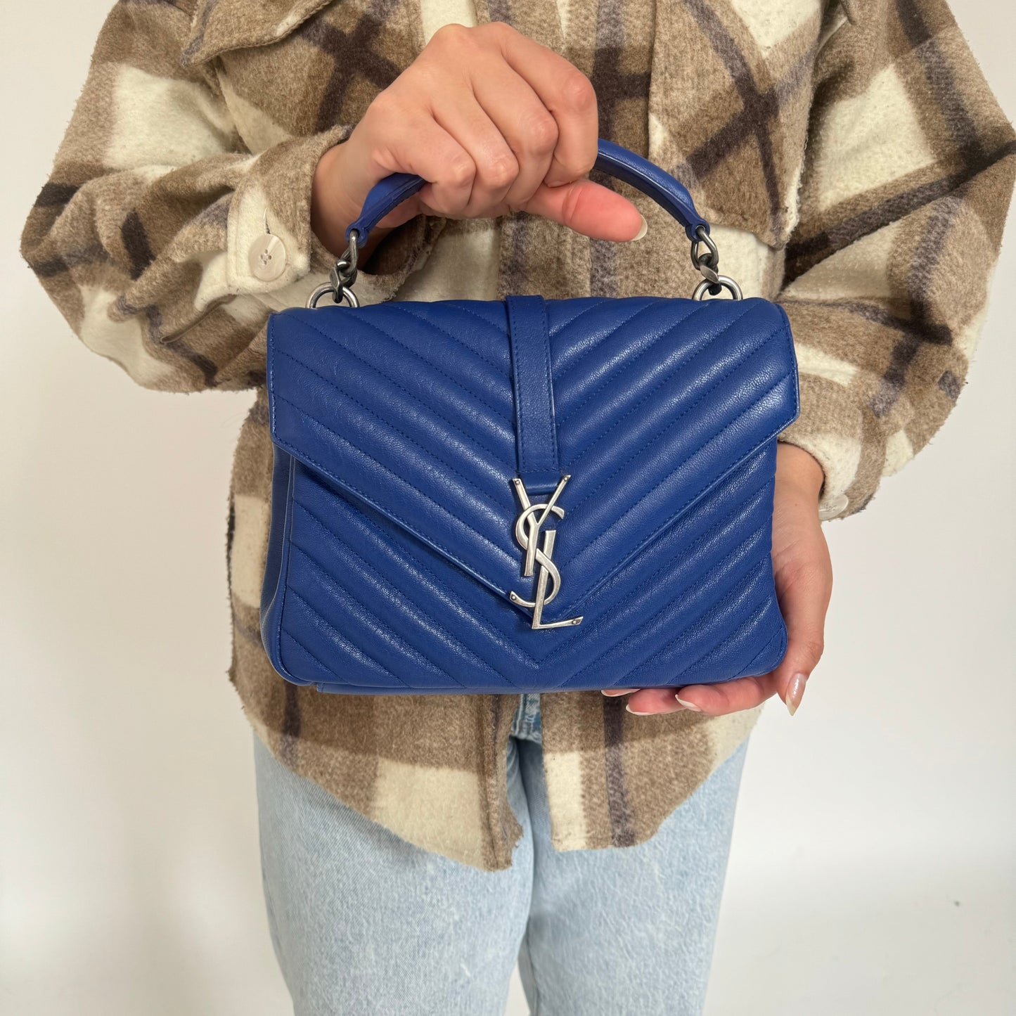 Saint Laurent Royal Blue Medium College Chain Bag