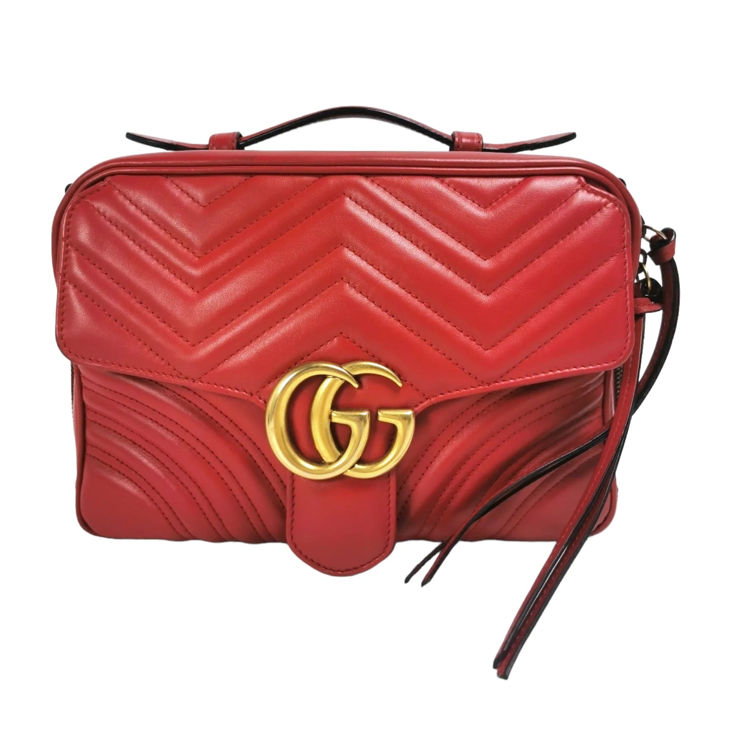 Gucci Marmont Top Handle Small Red Calfskin