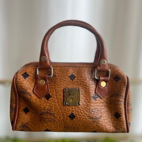 MCM Brown Leather Mini Boston Bag Handbag