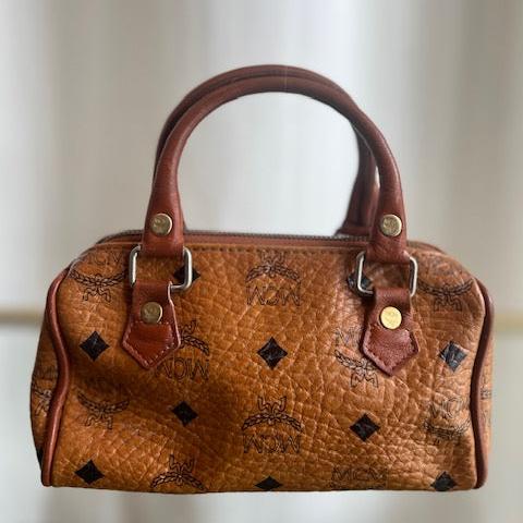 MCM Brown Leather Mini Boston Bag Handbag