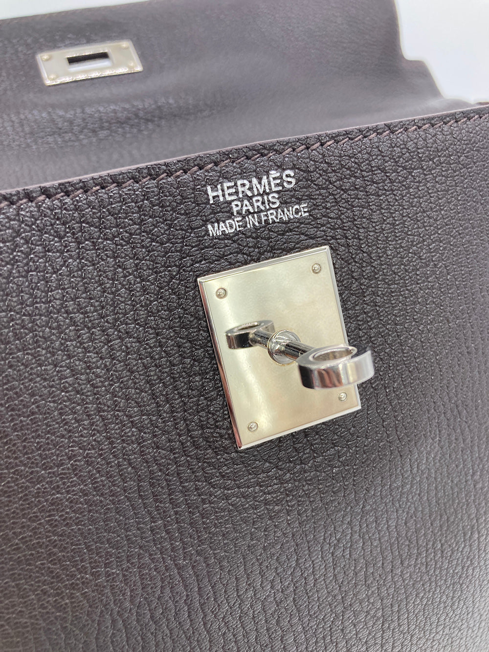 Hermes Togo Kelly 35 Retourne Chocolate Brown Silver PDH