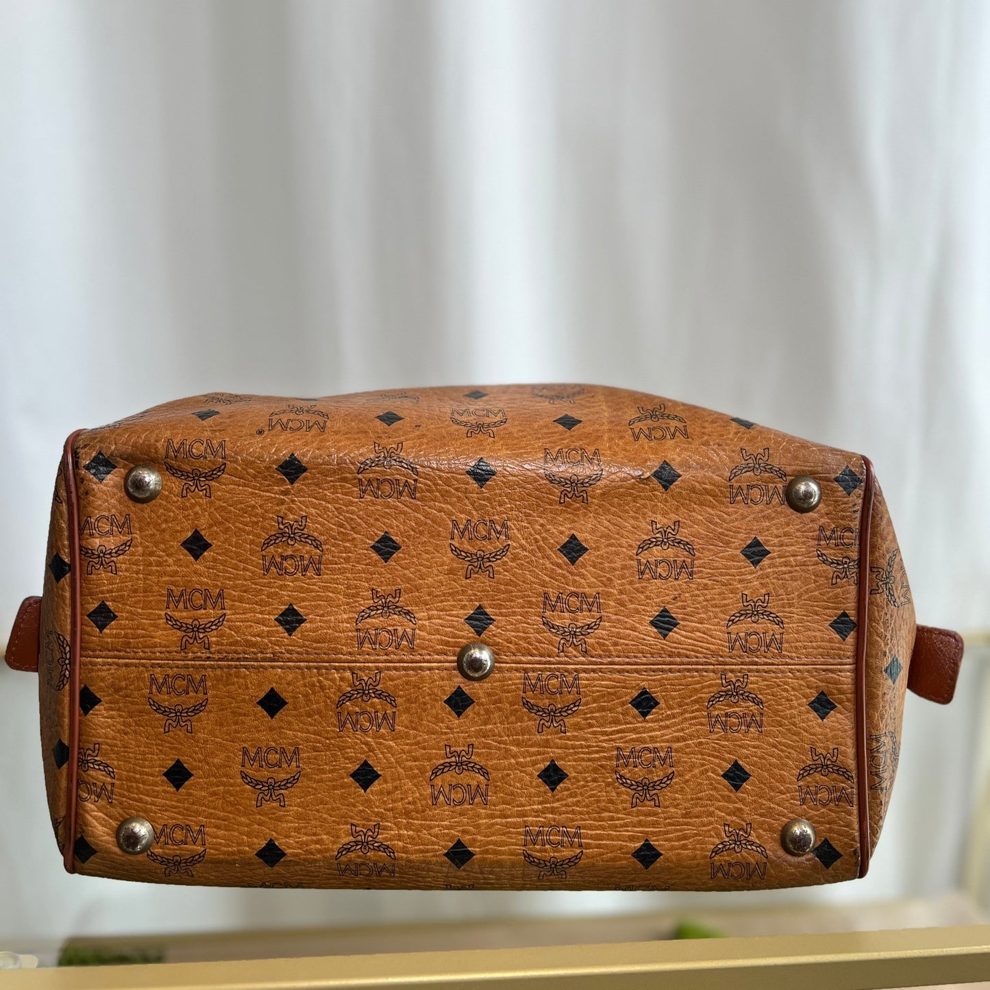 MCM Brown Visetos Leather Handbag