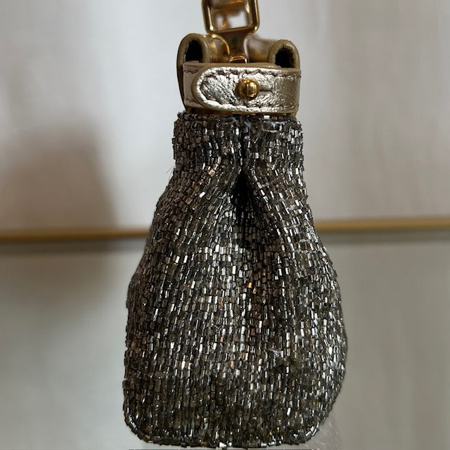 FENDI Champagne Leather/ Beaded Micro Peeakboo Handbag