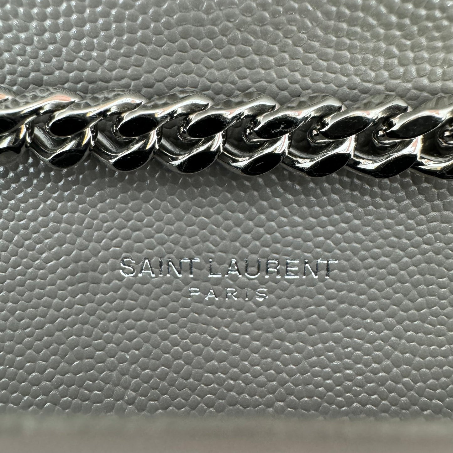 YSL Grey Monogram Leather Kate Bag