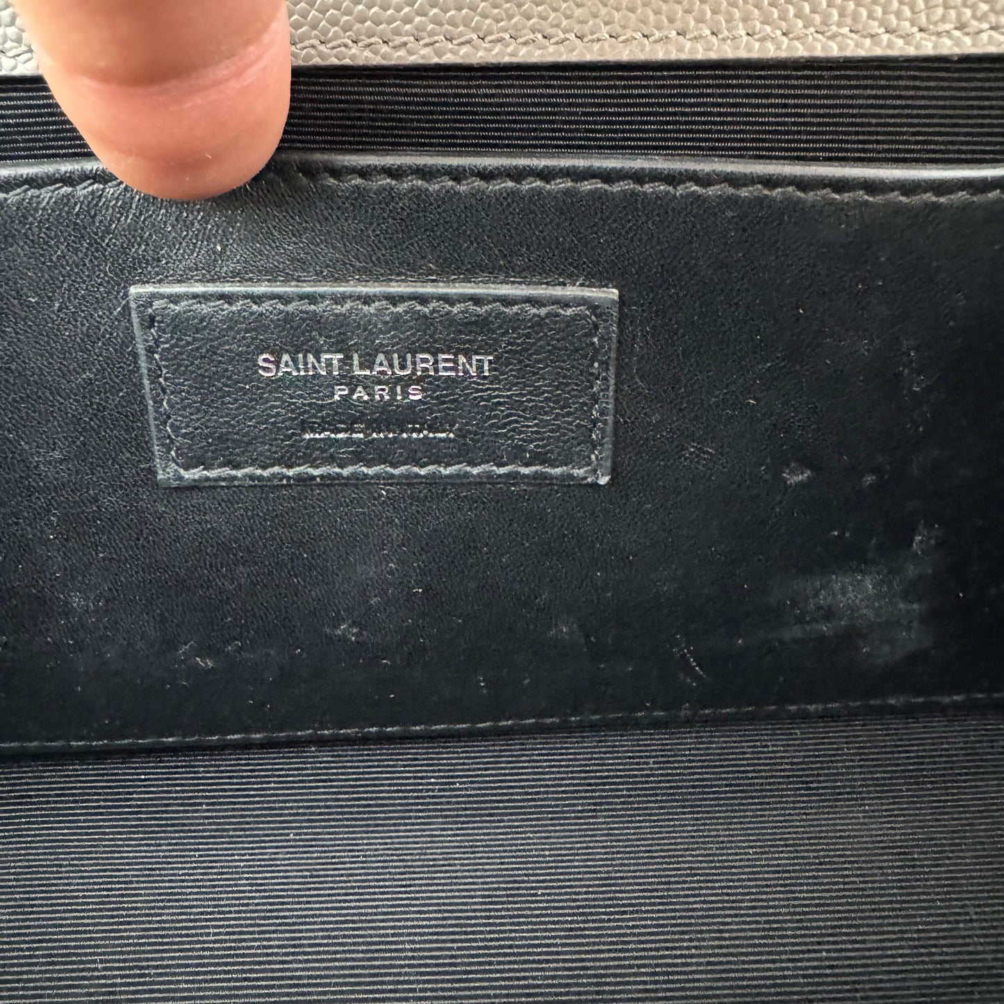 YSL Grey Monogram Leather Kate Bag