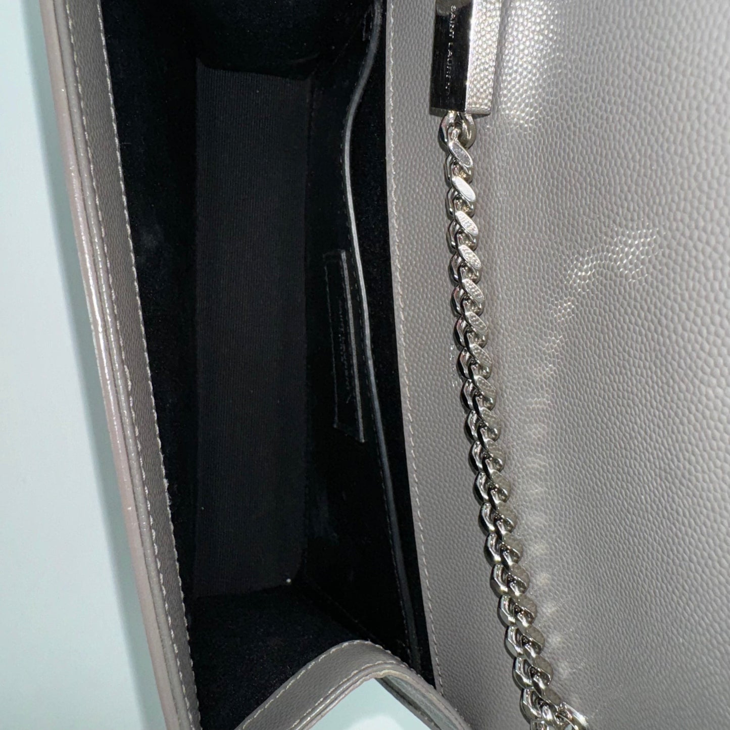 YSL Grey Monogram Leather Kate Bag