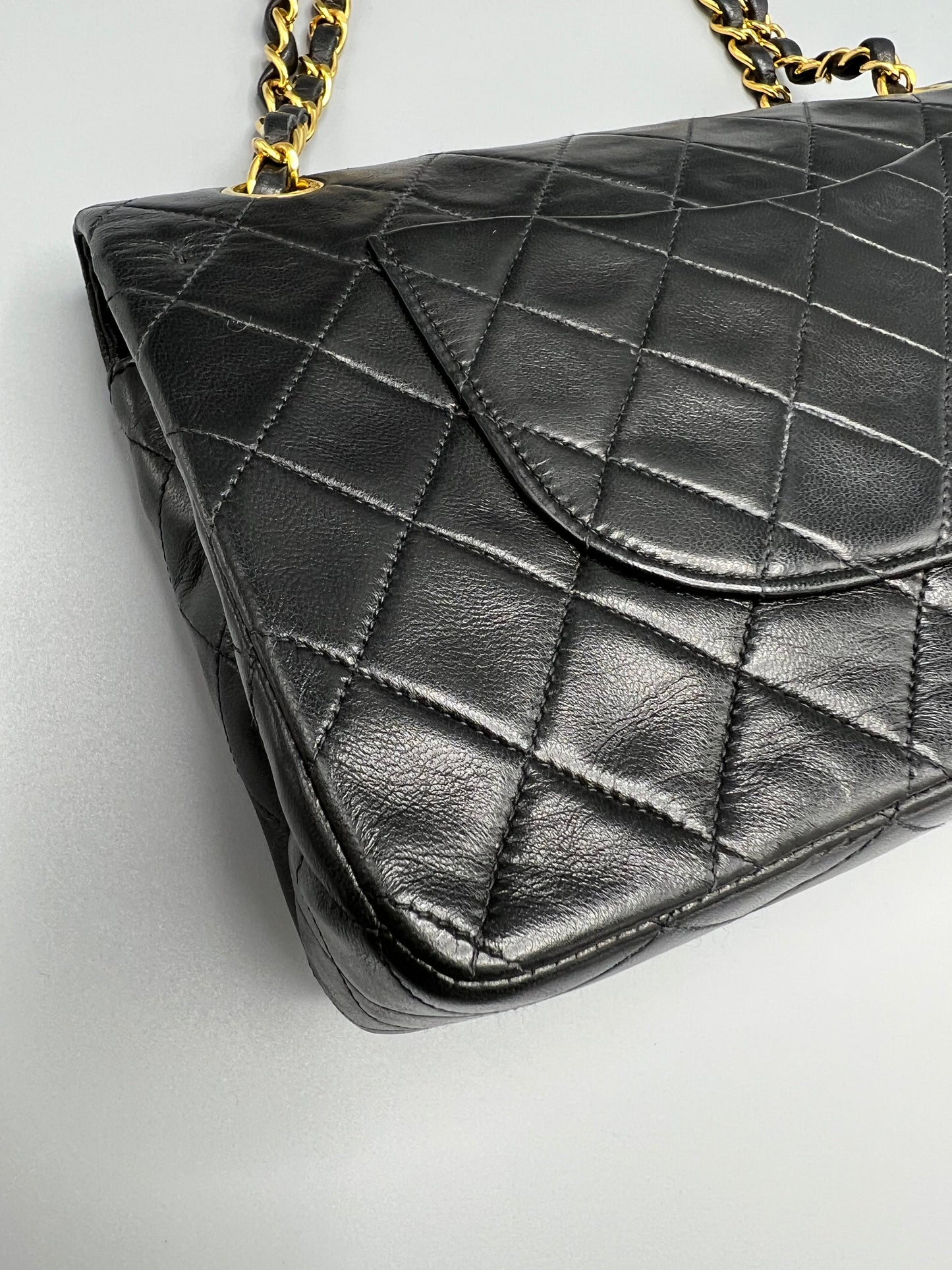 Vintage Black Lambskin Medium Classic Flap