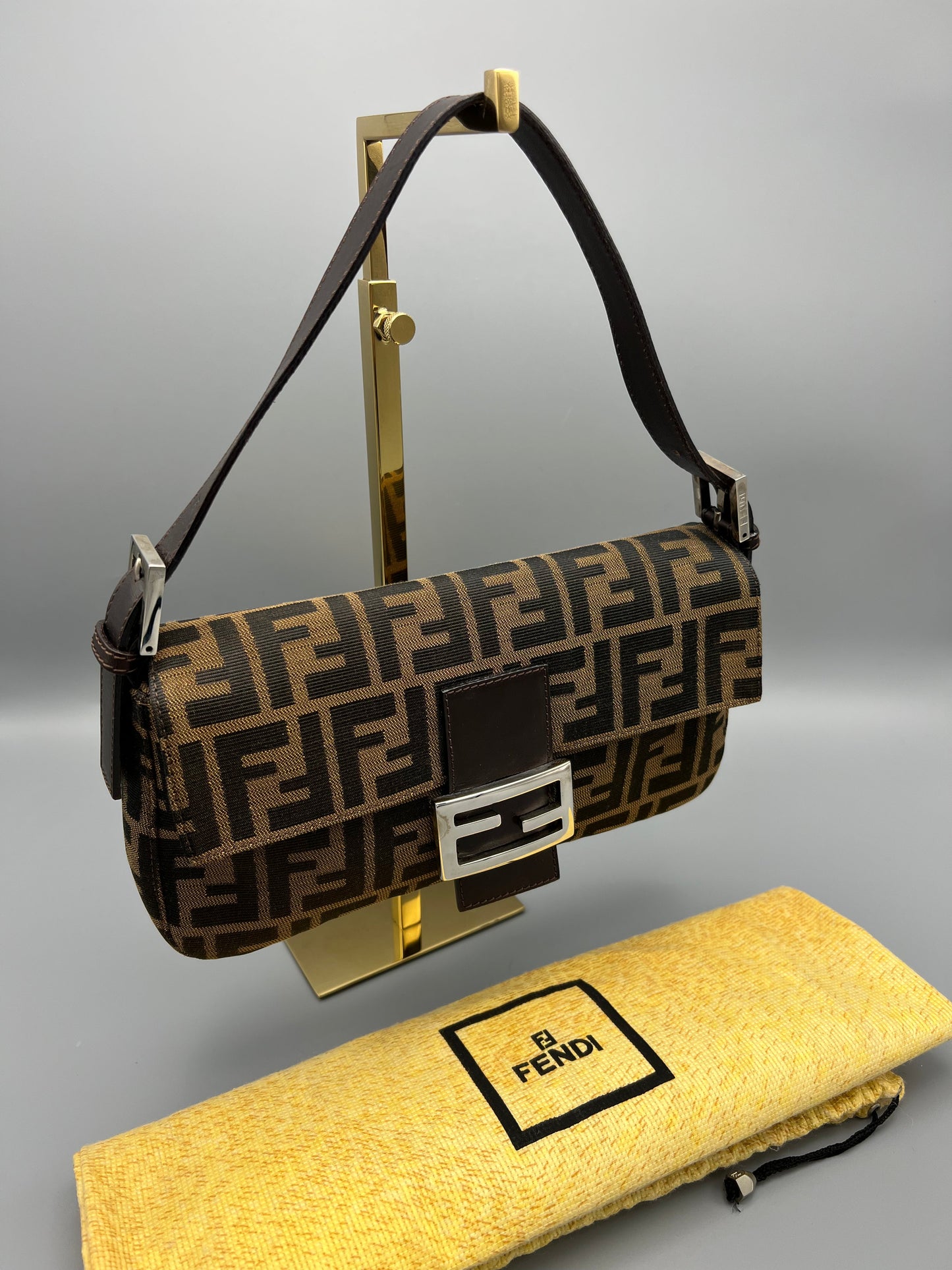 Fendi Zucca Canvas Vintage Baguette Bag