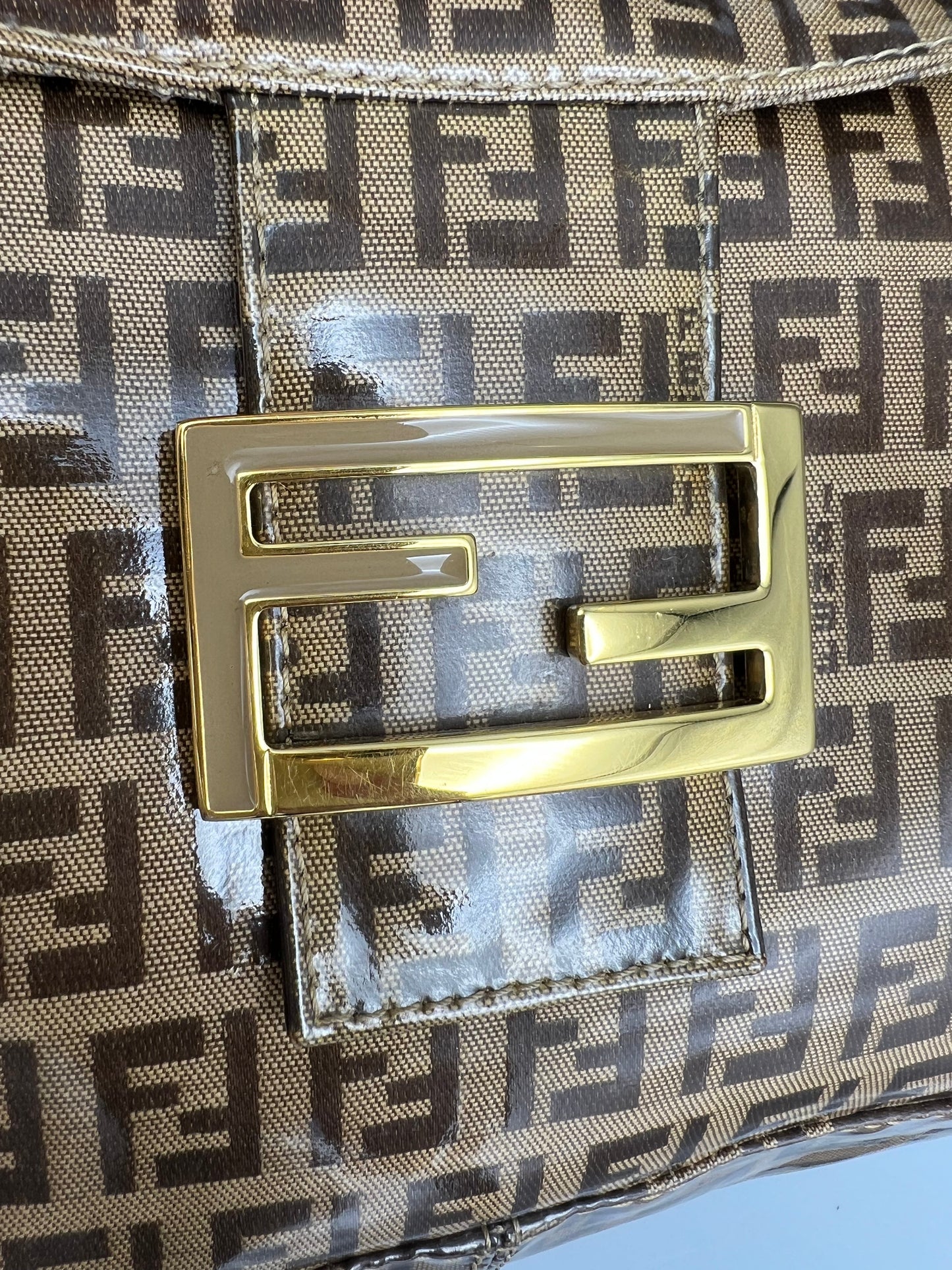 FENDI Zucchino double flap PVC coated shoulder bag