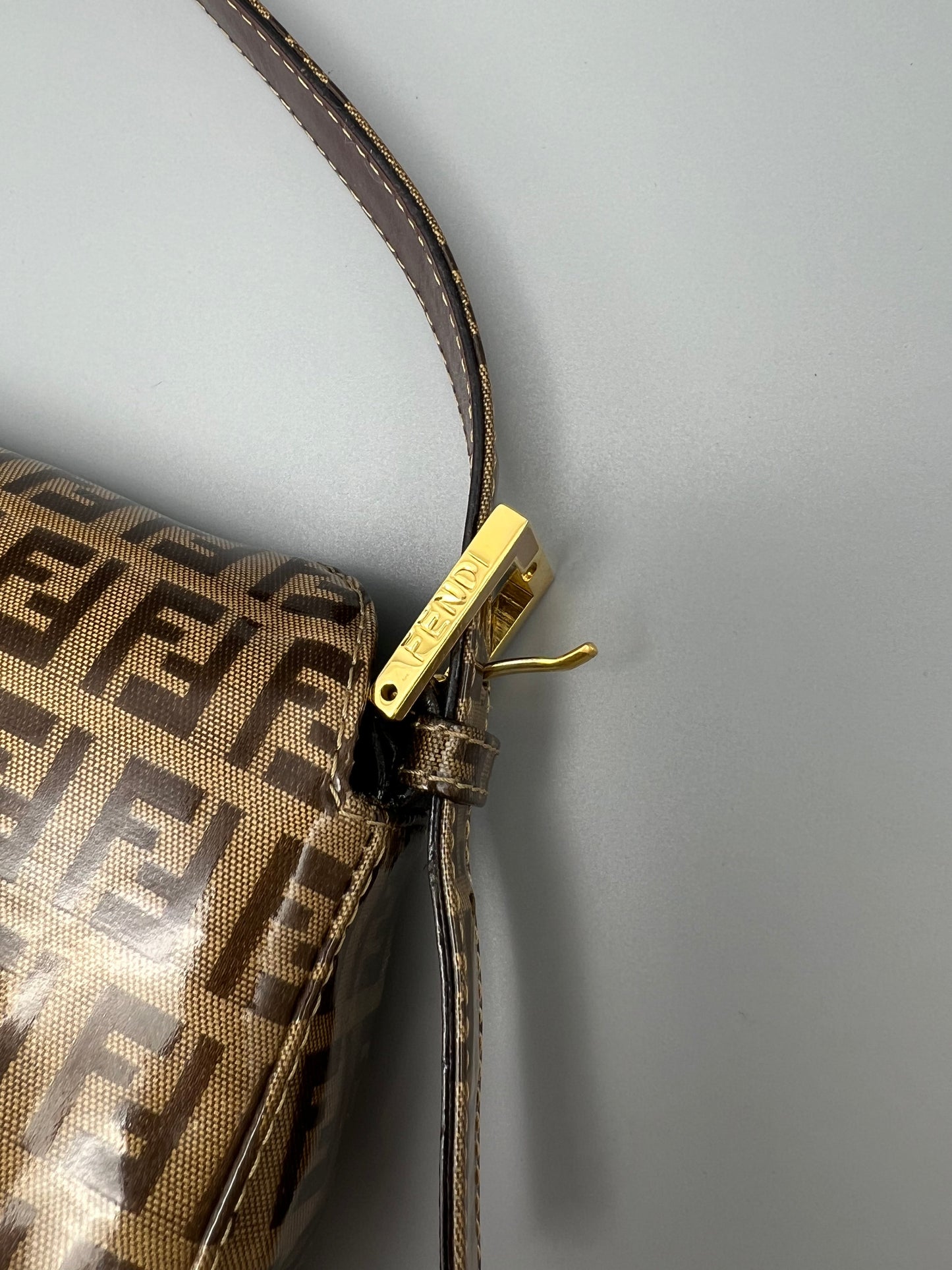 FENDI Zucchino double flap PVC coated shoulder bag