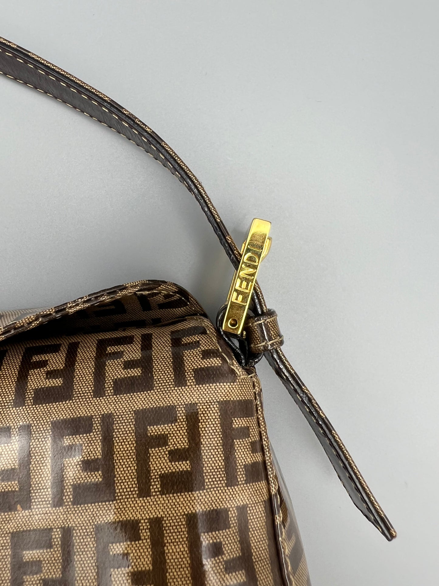 FENDI Zucchino double flap PVC coated shoulder bag