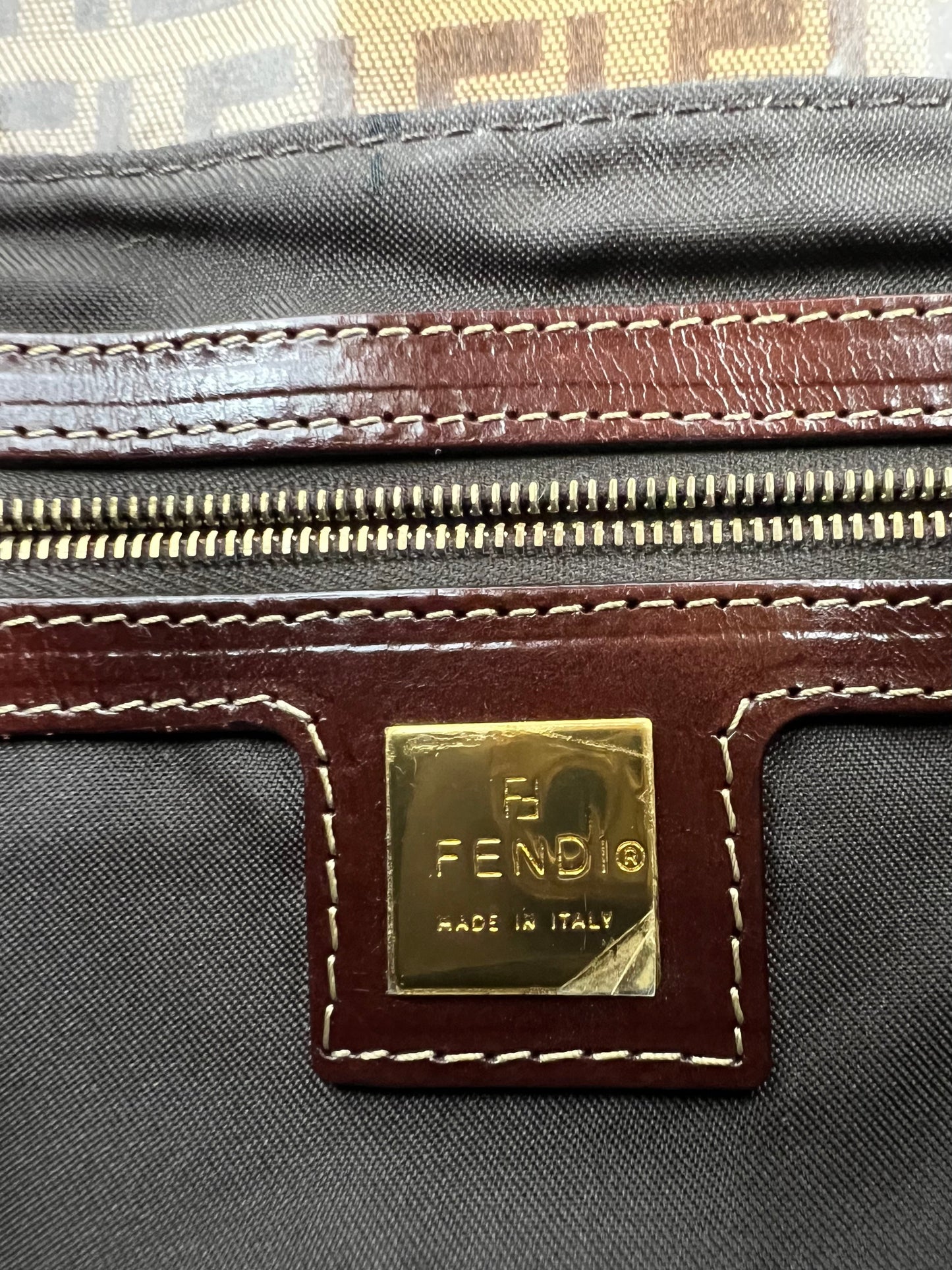 FENDI Zucchino double flap PVC coated shoulder bag