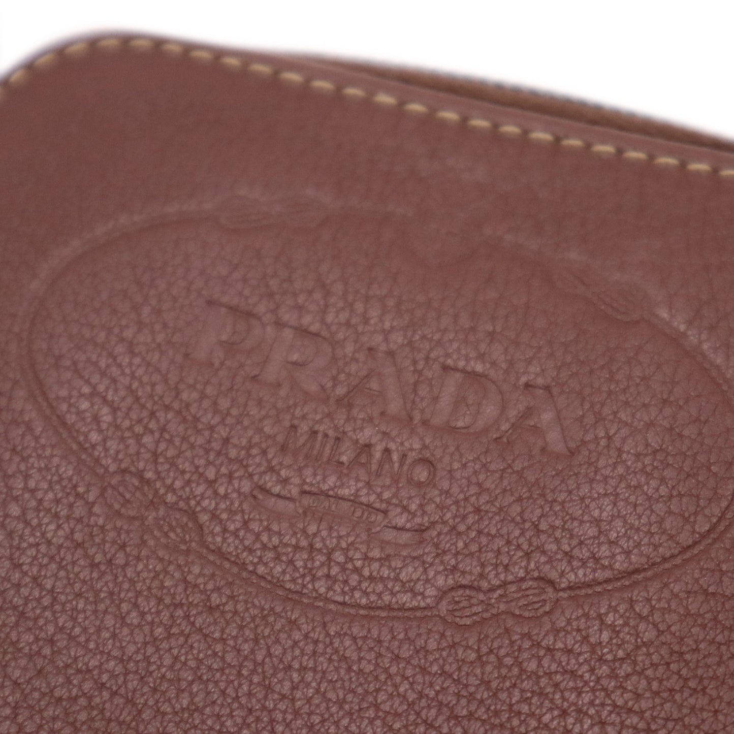 Prada Leather Logo Jacquard Compact Zip Around Wallet