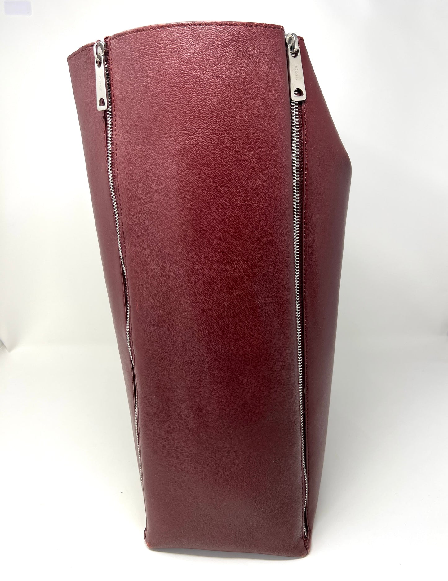 Burgundy Cabas Vertical Leather Tote