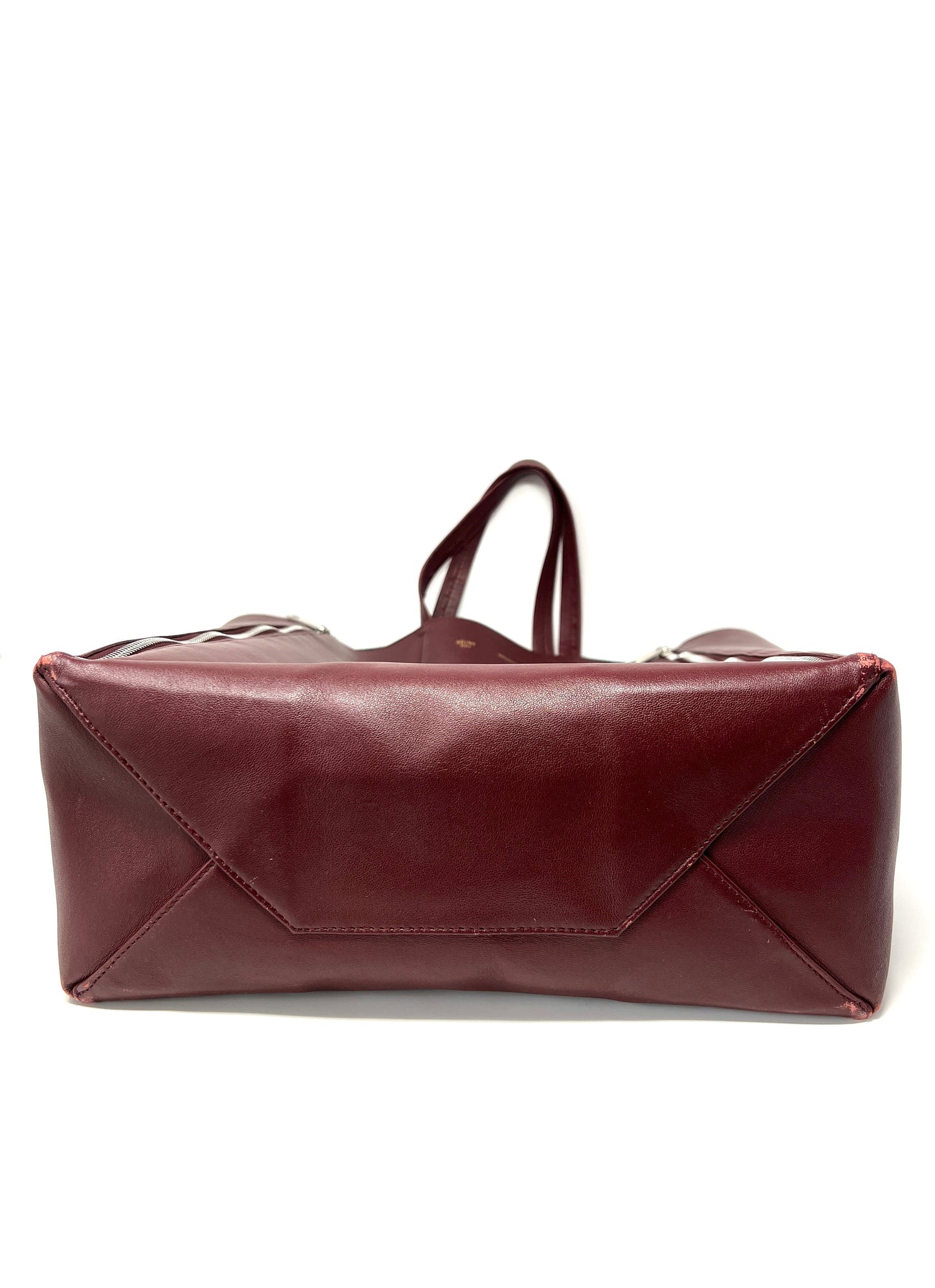 Burgundy Cabas Vertical Leather Tote