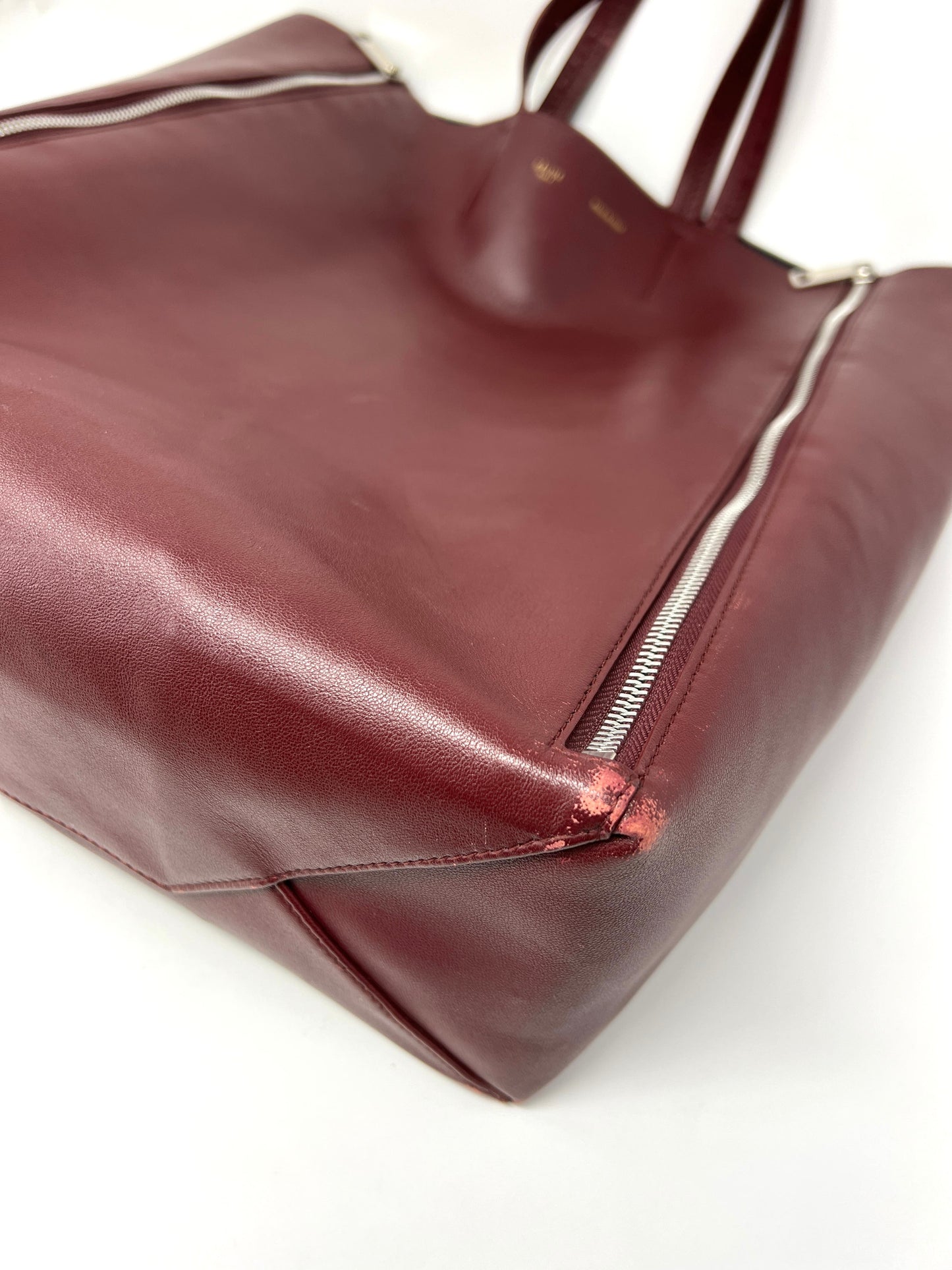 Burgundy Cabas Vertical Leather Tote