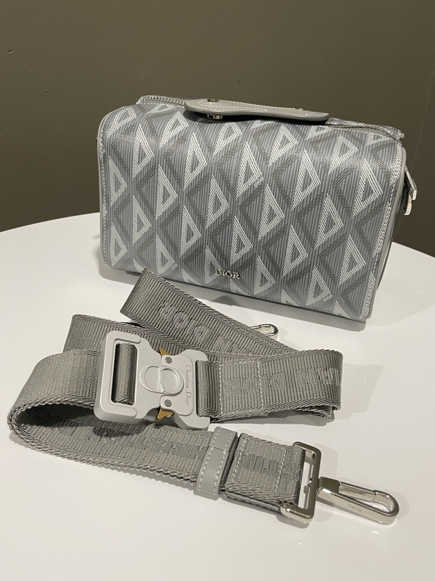 Dior Lingot 22 Grey CD Diamond Canvas & Calfskin