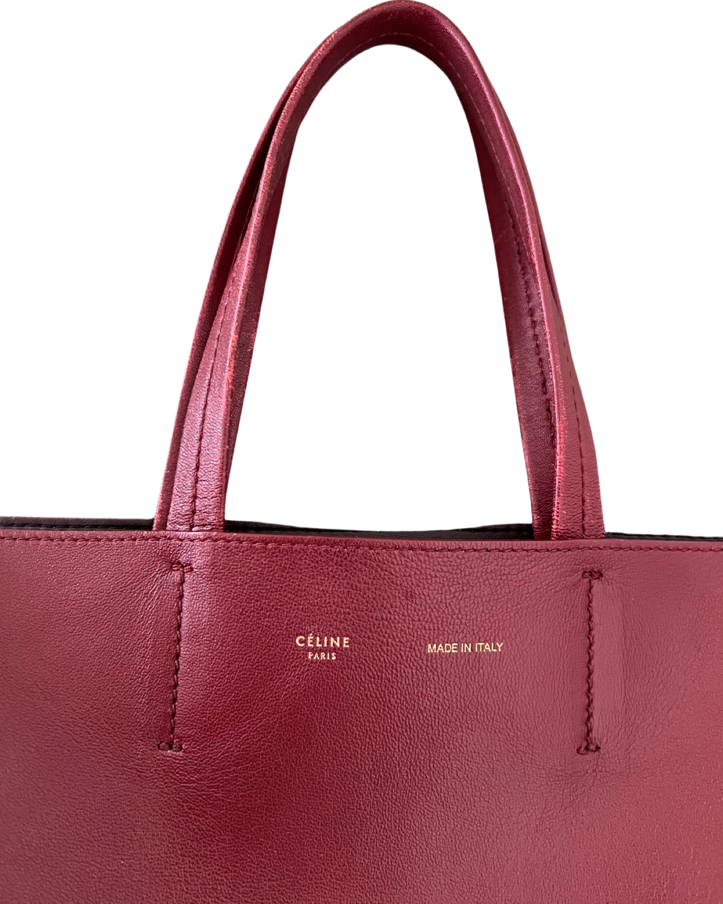 Burgundy Cabas Vertical Leather Tote