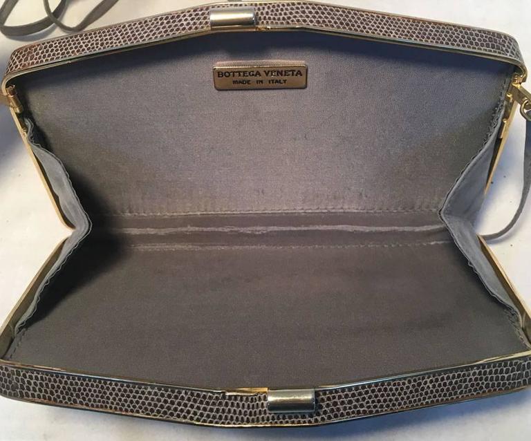 Bottega Veneta Vintage Woven Grey Lizard and Leather Clutch