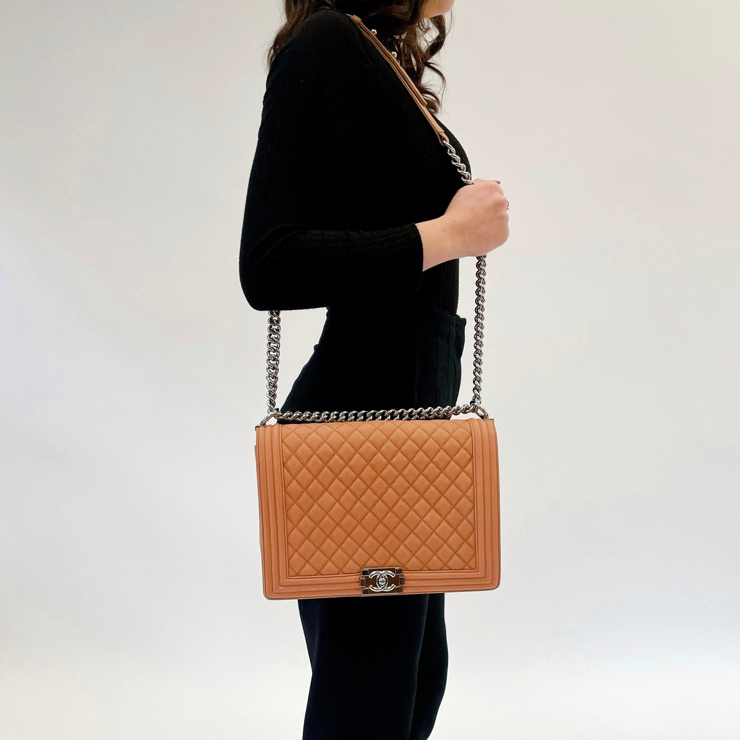 Chanel Peach Matte Caviar Large Boy Flap Bag 2012/13