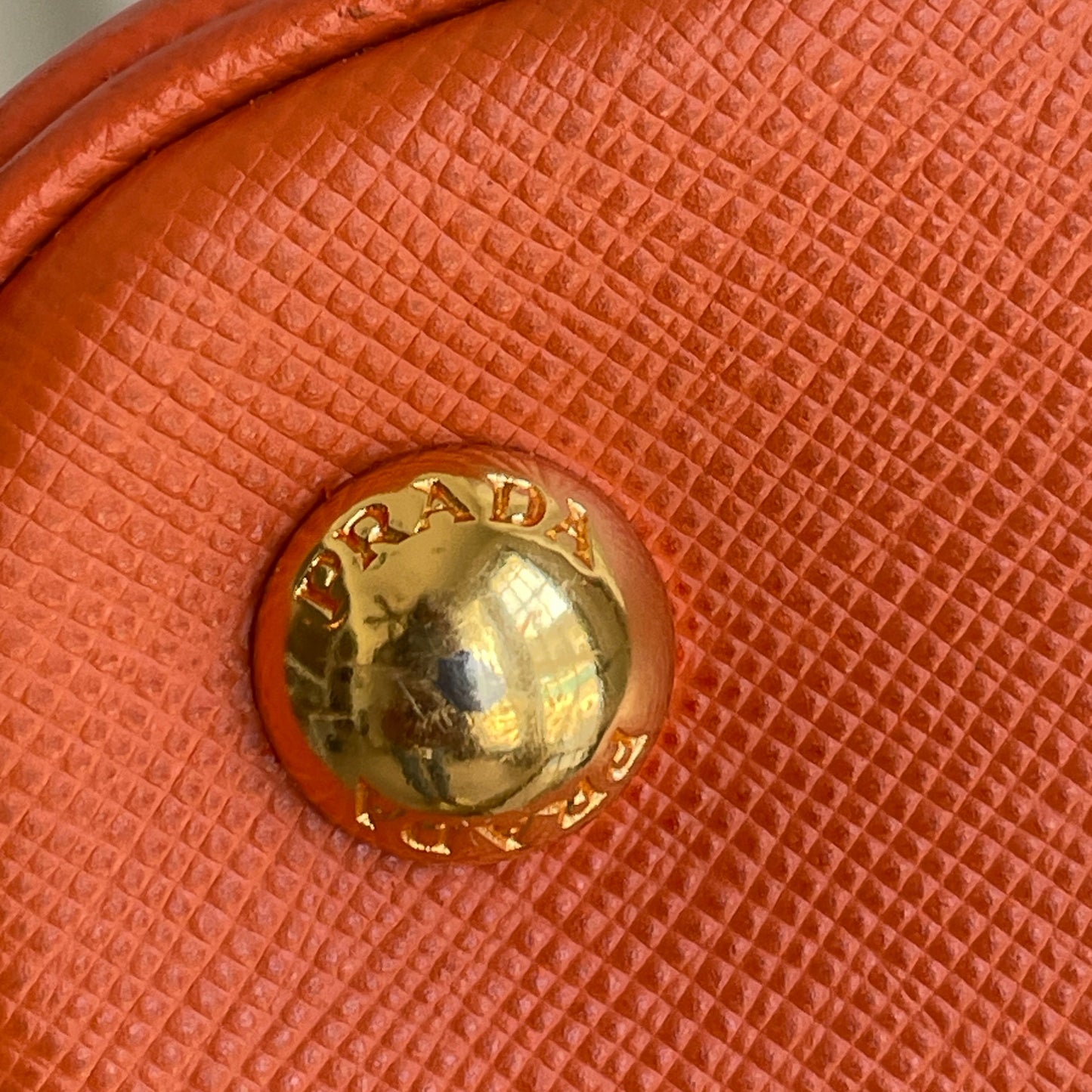 PRADA Orange Saffiano Two Way Dome Satchel