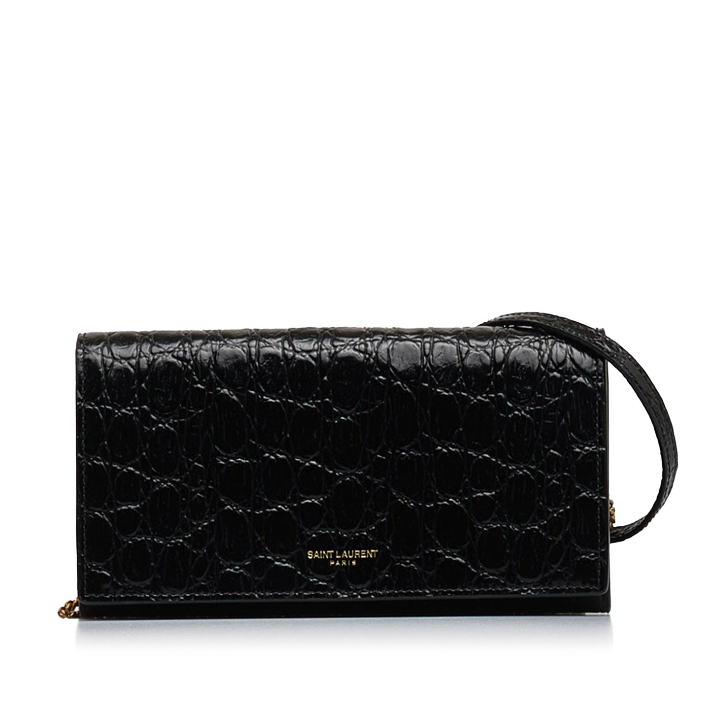 Yves Saint Laurent WOC Black Croc Embossed Leather