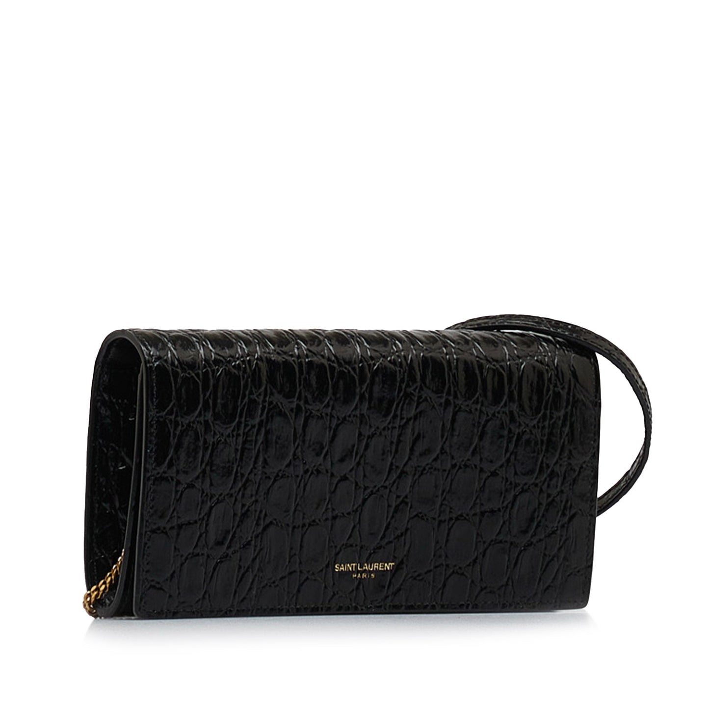 Yves Saint Laurent WOC Black Croc Embossed Leather