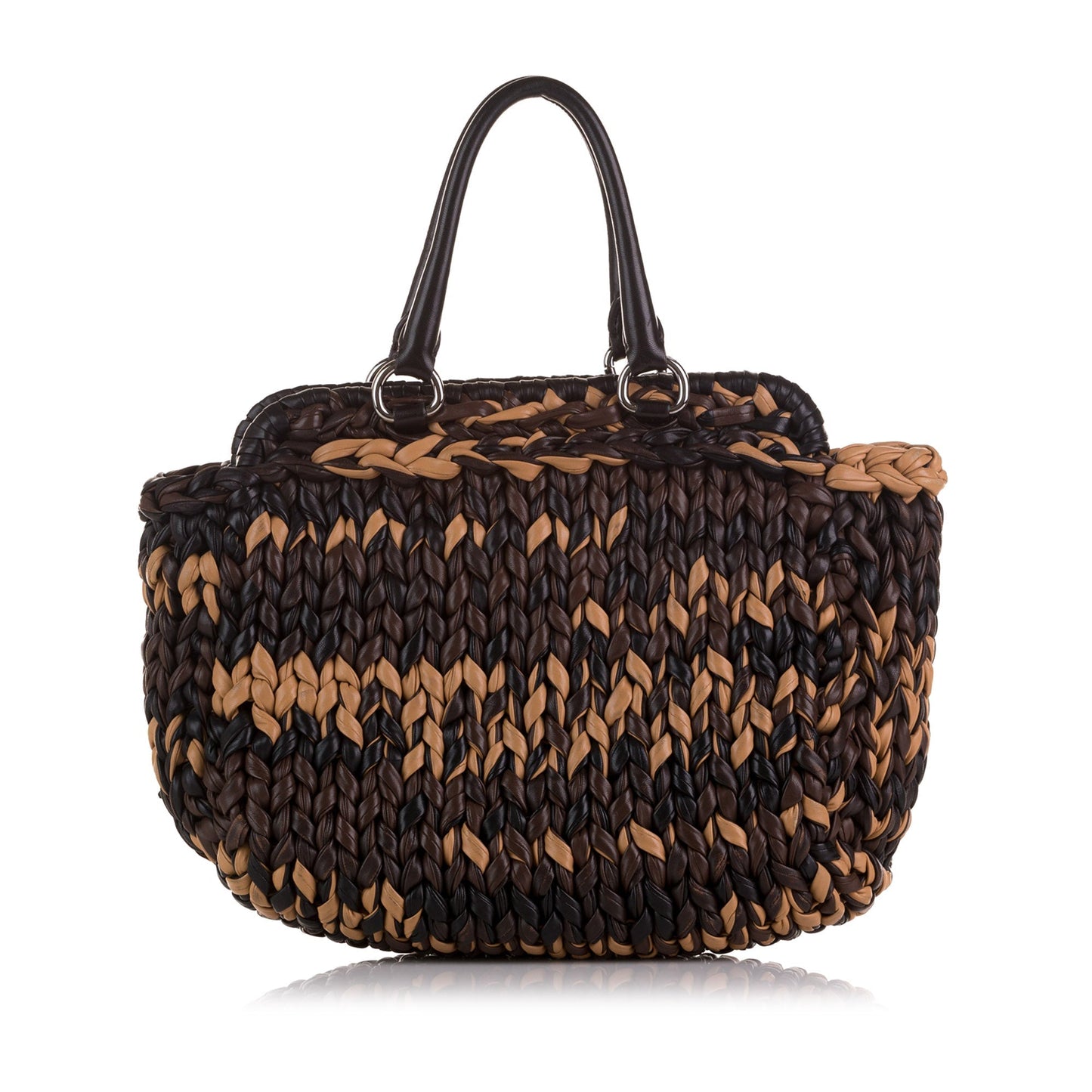 Brown Prada Knit Nappa Tote Bag