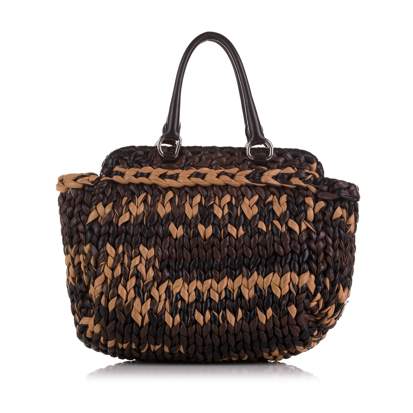 Brown Prada Knit Nappa Tote Bag