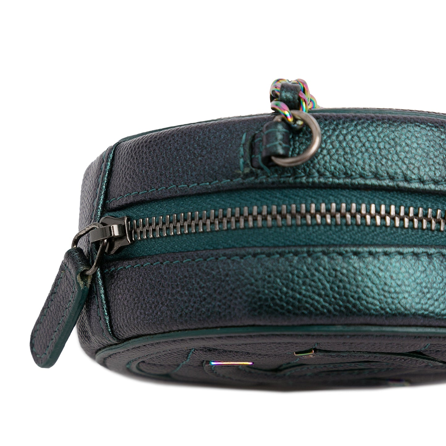 Chanel CC Filigree Round Crossbody Green Caviar Gold