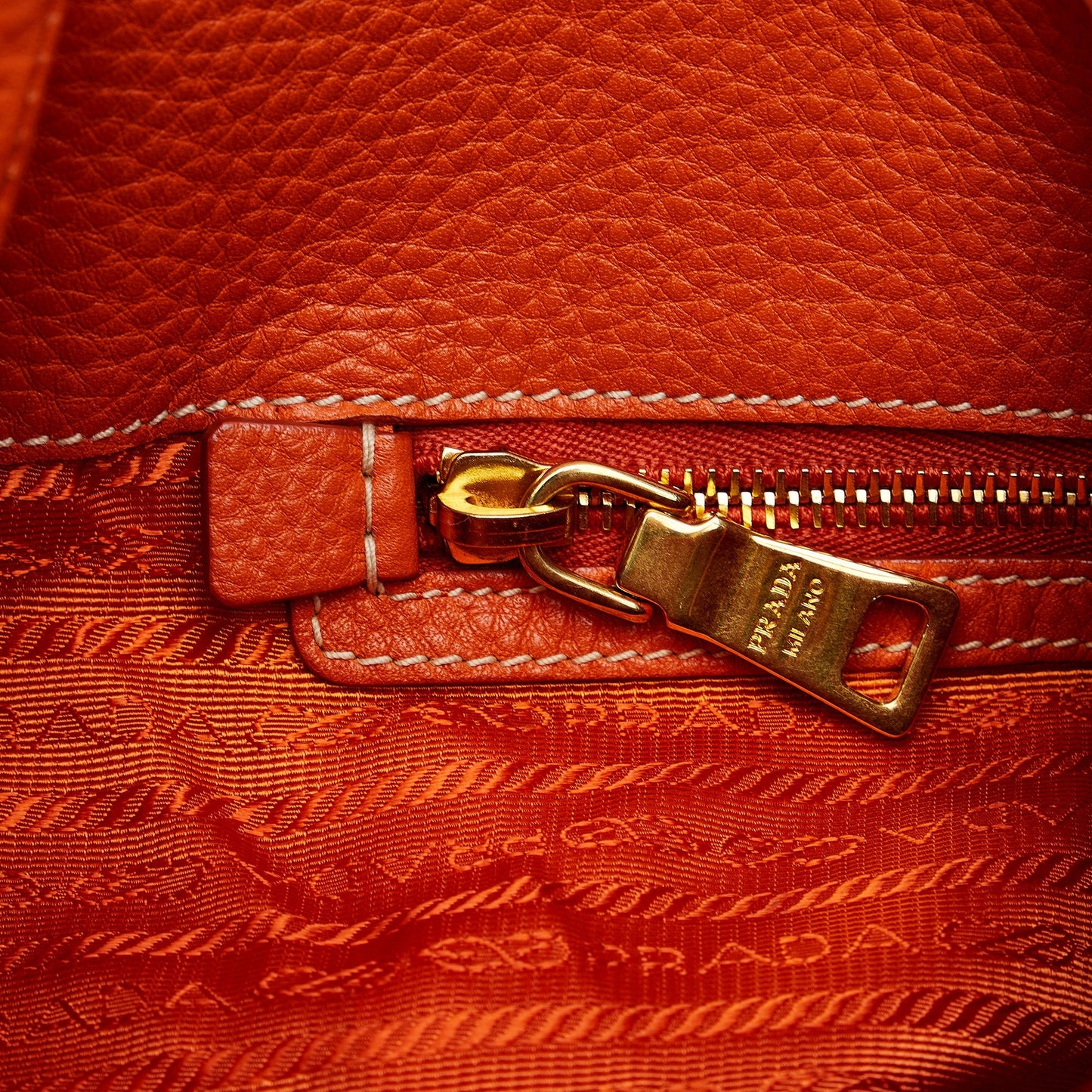 Prada Hobo Bag Orange Vitello Daino