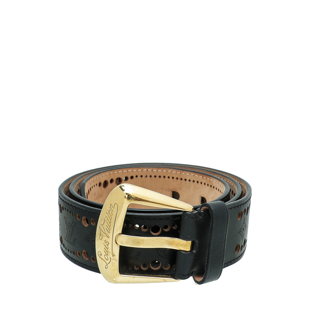 Louis Vuitton Black Perforated Monogram Laser Cut Belt 34