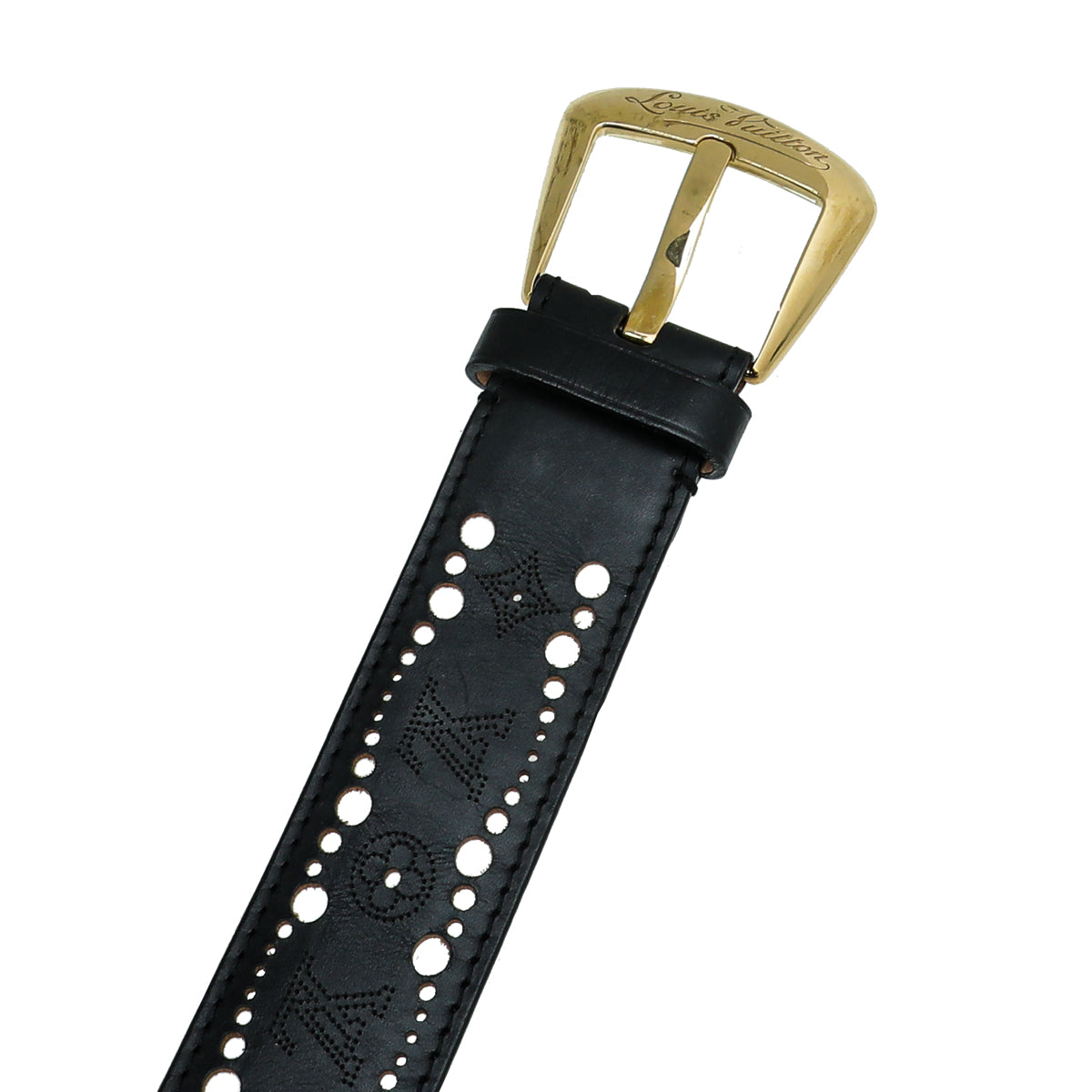 Louis Vuitton Black Perforated Monogram Laser Cut Belt 34