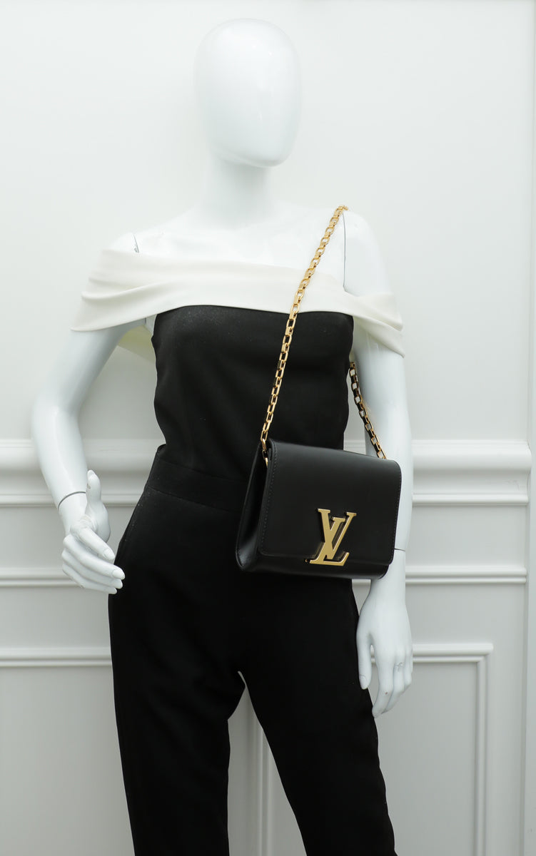 Louis Vuitton Black Louise Matte Chain Clutch