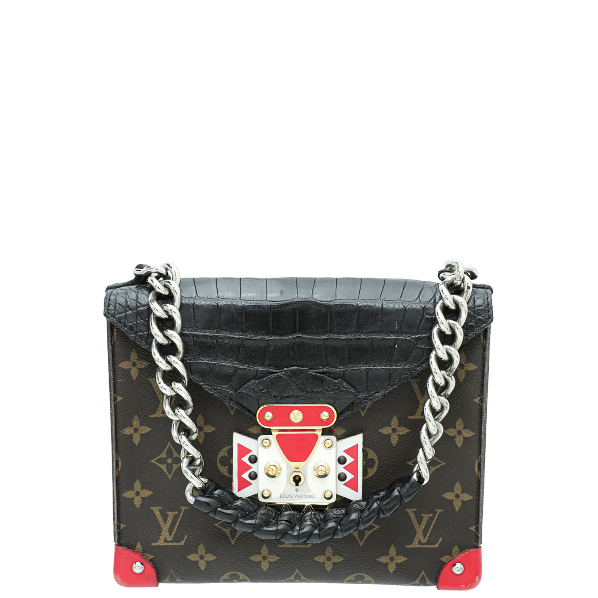 Louis Vuitton Multicolor Crocodile Monogram Tribal Chain Mask GM Bag