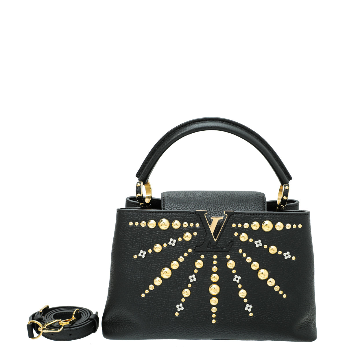 Louis Vuitton Black Studded Sol Capucines PM Bag