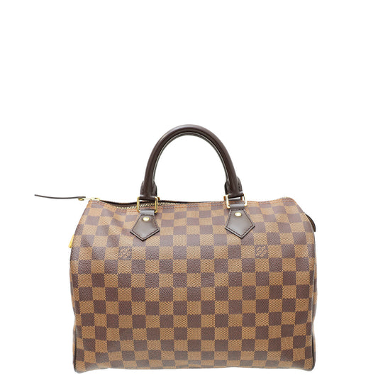 Louis Vuitton Damier Ebene Speedy 30 Bag W/ LMS Initials