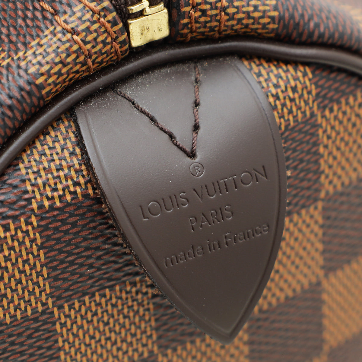 Louis Vuitton Damier Ebene Speedy 30 Bag W/ LMS Initials