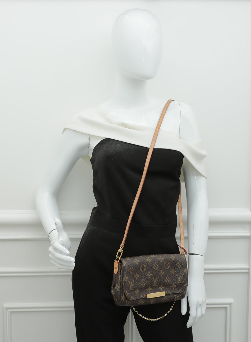 Louis Vuitton Brown Monogram Favorite PM Bag W/ Chain and Leather Strap