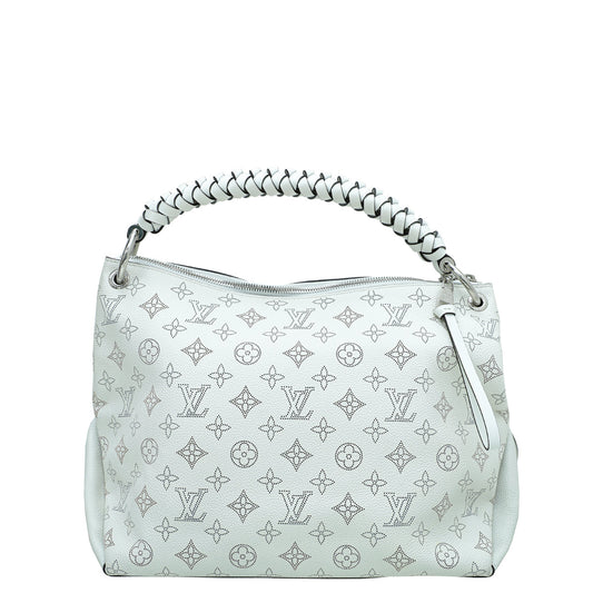 Louis Vuitton White Mahina Beaubourg Hobo MM Bag